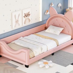 Twin Size Upholstered Daybed with Bunny Ears Headboard