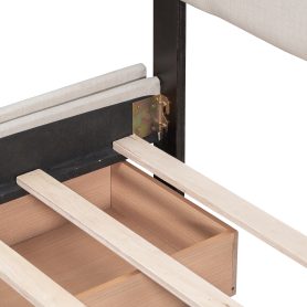 Upholstered Platform Bed with Classic Headboard and 4 Drawers