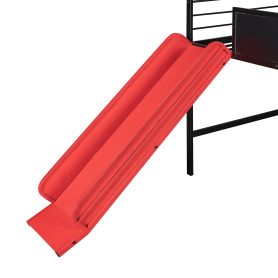 Twin Size Metal House Bed With Slide and Writing Board