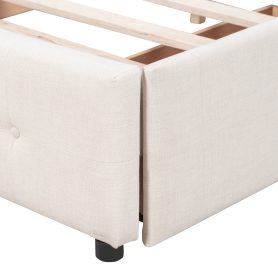 Upholstered Platform Bed with Classic Headboard and 4 Drawers