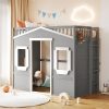 Twin Size House Loft Bed With Ladder and Guardrail