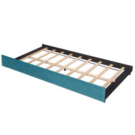 Twin Size Upholstered Daybed With Trundle Bed And Wood Slat