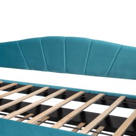 Twin Size Upholstered Daybed With Trundle Bed And Wood Slat