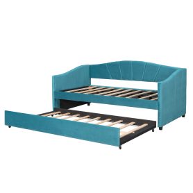 Twin Size Upholstered Daybed With Trundle Bed And Wood Slat