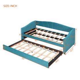 Twin Size Upholstered Daybed With Trundle Bed And Wood Slat