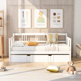 Wooden Twin Size Daybed With Twin Size Trundle