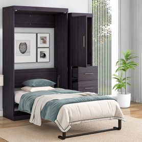 Twin Size Murphybed With Wardrobe, Drawers and Storage Bed