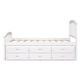 Twin Size Platform Storage Bed with 6 Drawers