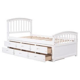 Twin Size Platform Storage Bed with 6 Drawers