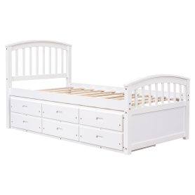 Twin Size Platform Storage Bed with 6 Drawers