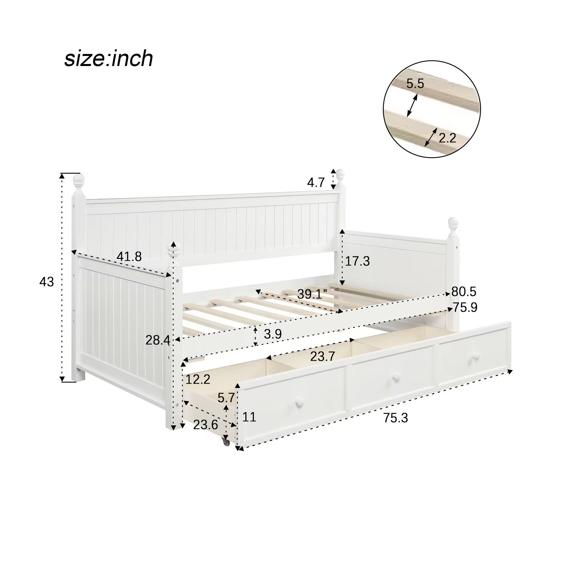 Twin Size Daybed With Three Drawers 9 Twin Size Daybed With Three Drawers