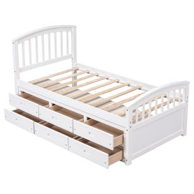 Twin Size Platform Storage Bed with 6 Drawers