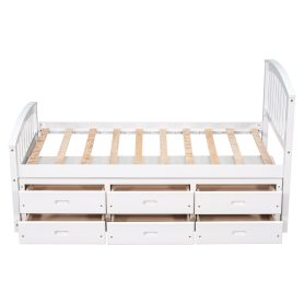 Twin Size Platform Storage Bed with 6 Drawers
