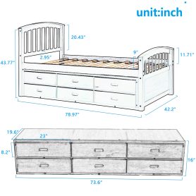 Twin Size Platform Storage Bed with 6 Drawers