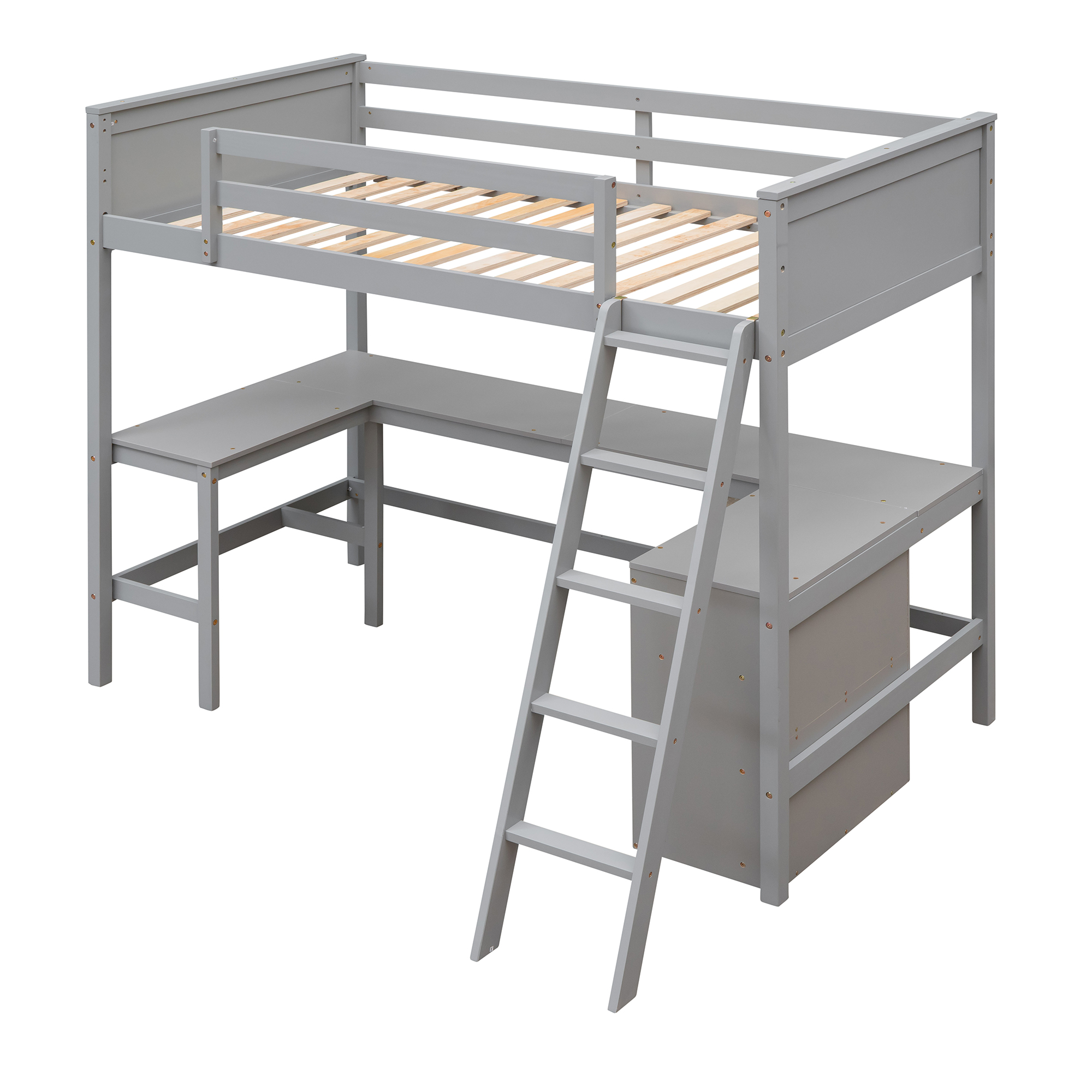 Wood Twin Size Loft Bed With Shelves And Desk 7 Wood Twin Size Loft Bed With Shelves And Desk