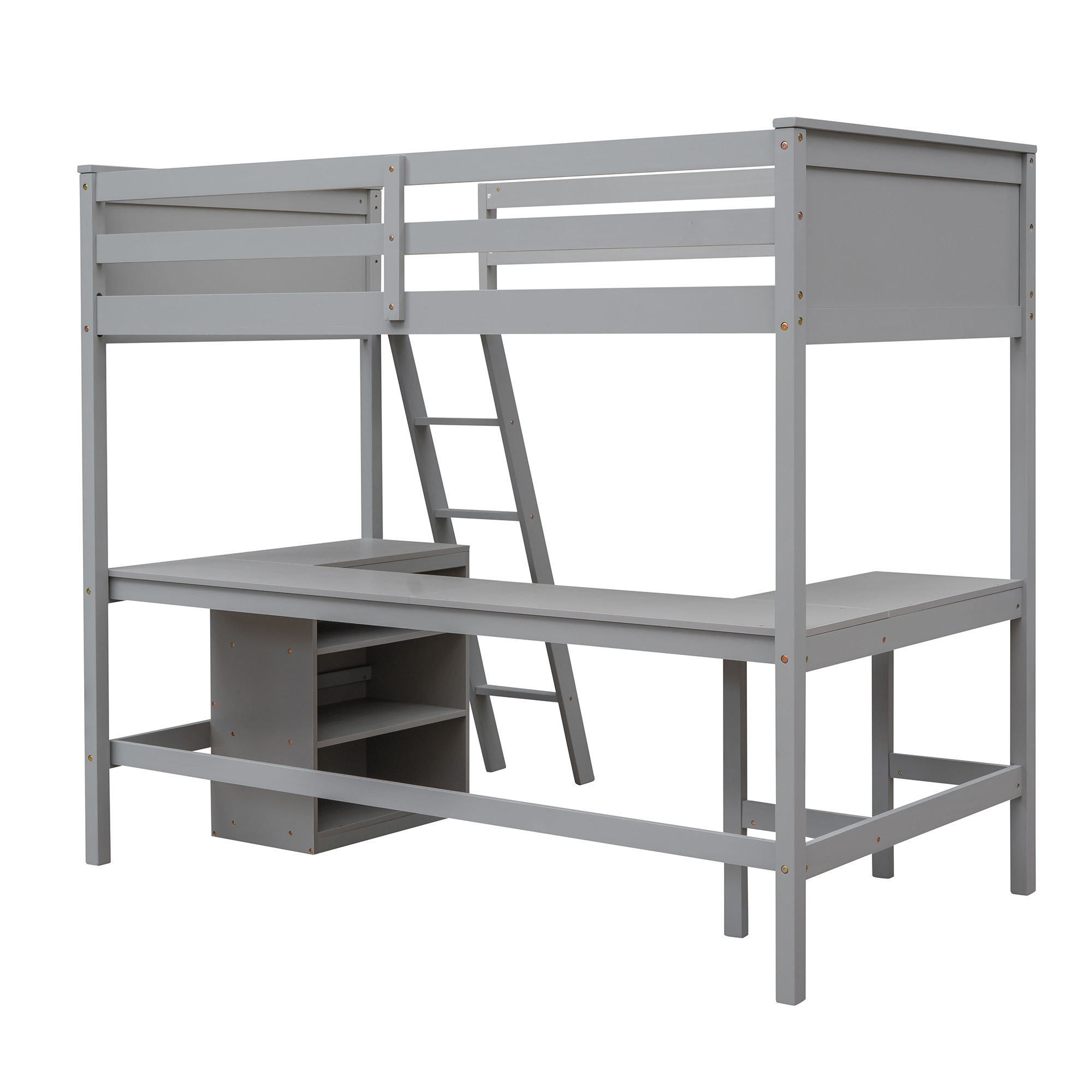 Wood Twin Size Loft Bed With Shelves And Desk 9 Wood Twin Size Loft Bed With Shelves And Desk