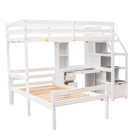 Twin Size Loft Bed with a Stand-alone Bed, Storage Staircase, Desk, Shelves and Drawers
