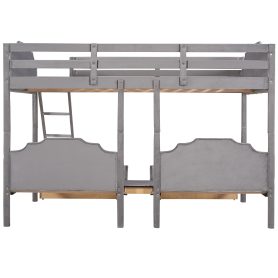 Velvet Full Over Twin & Twin Bunk Bed With Drawers And Guardrails