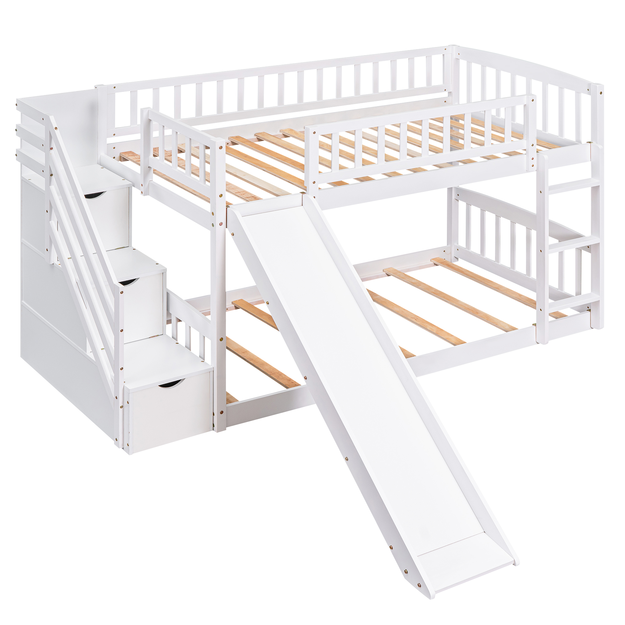 Stairway Twin Over Twin Bunk Bed With Two Drawers And Slide 11 Stairway Twin Over Twin Bunk Bed With Two Drawers And Slide