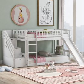 Stairway Twin Over Twin Bunk Bed With Two Drawers And Slide 33 Stairway Twin Over Twin Bunk Bed With Two Drawers And Slide