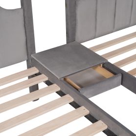 Velvet Full Over Twin & Twin Bunk Bed With Drawers And Guardrails