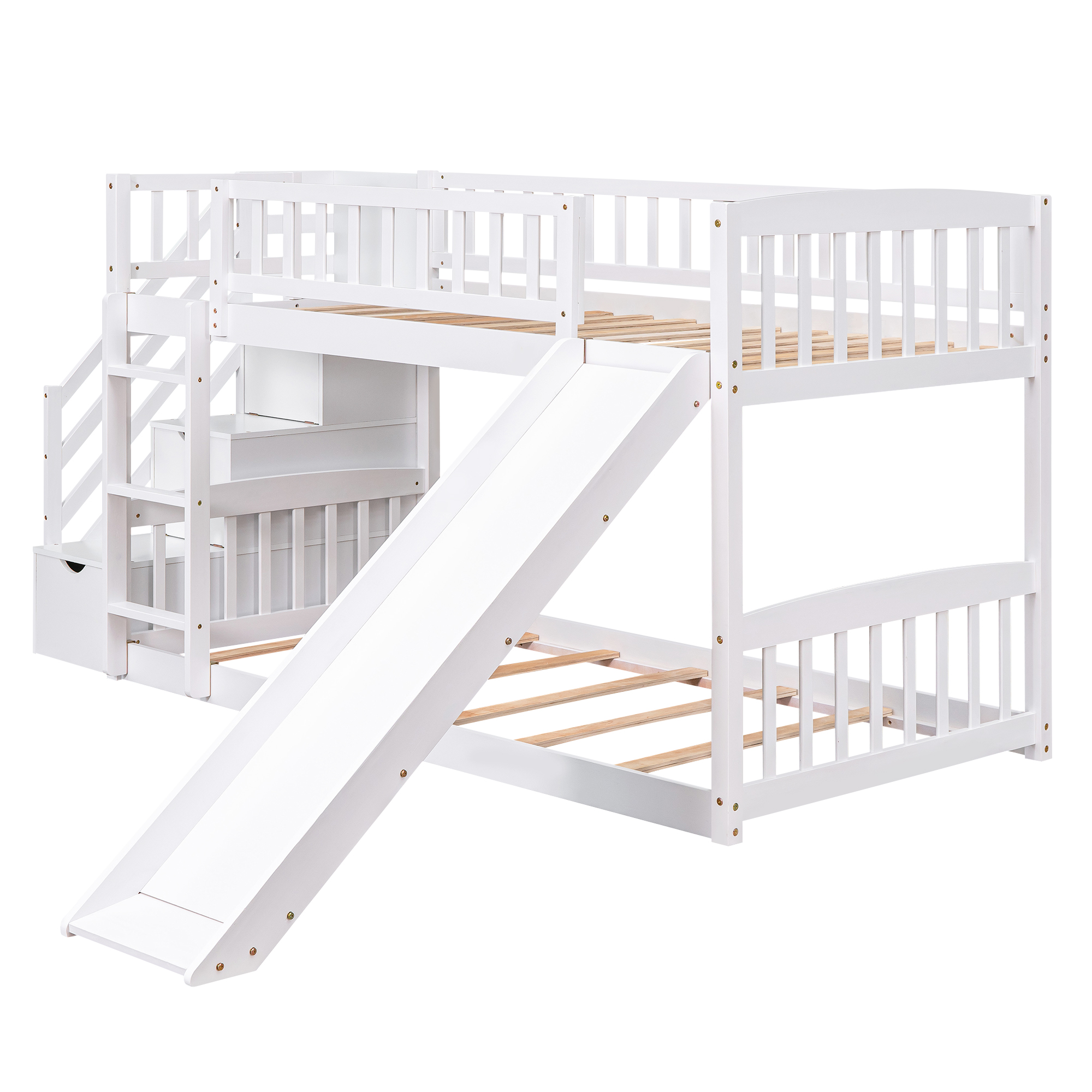Stairway Twin Over Twin Bunk Bed With Two Drawers And Slide 8 Stairway Twin Over Twin Bunk Bed With Two Drawers And Slide