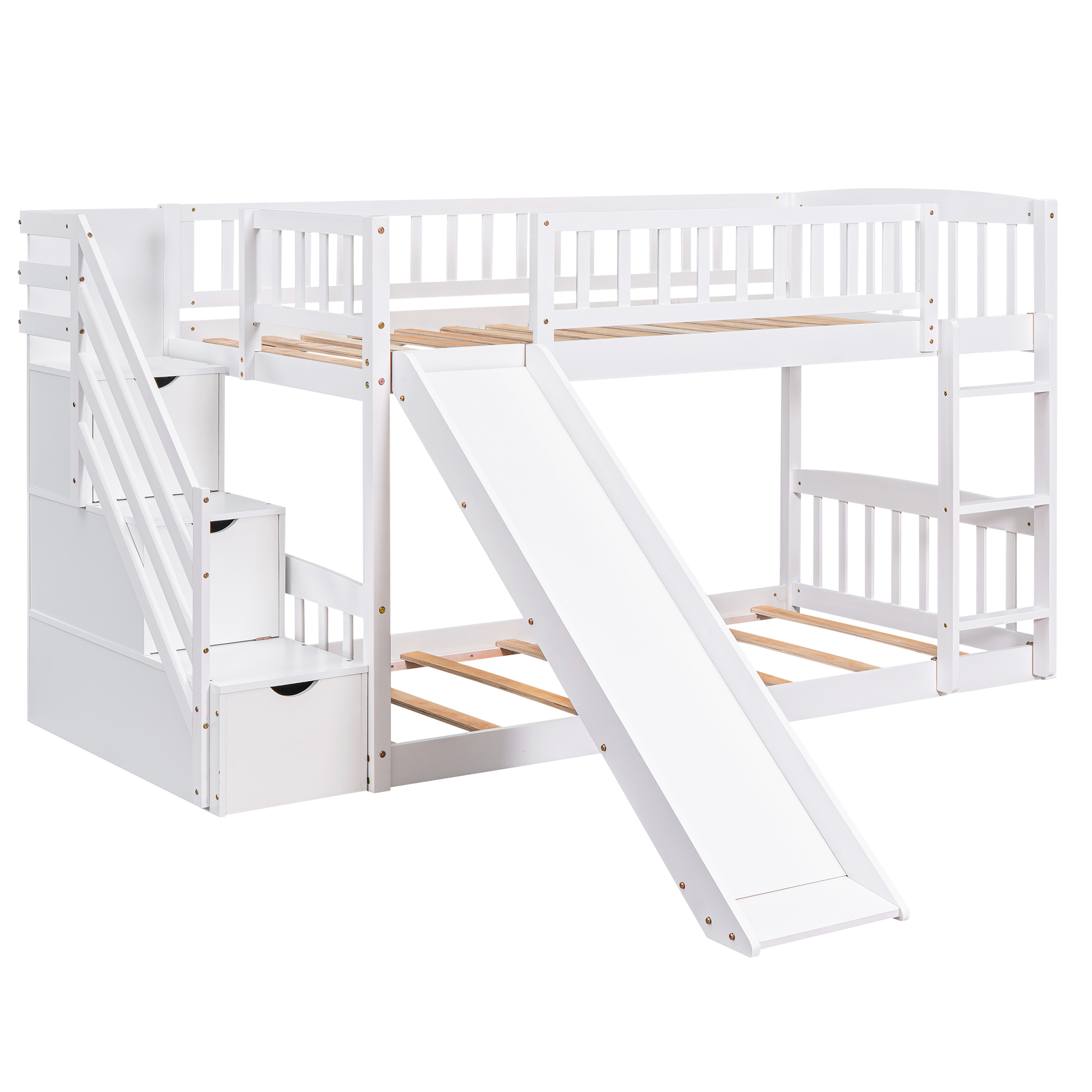 Stairway Twin Over Twin Bunk Bed With Two Drawers And Slide 12 Stairway Twin Over Twin Bunk Bed With Two Drawers And Slide