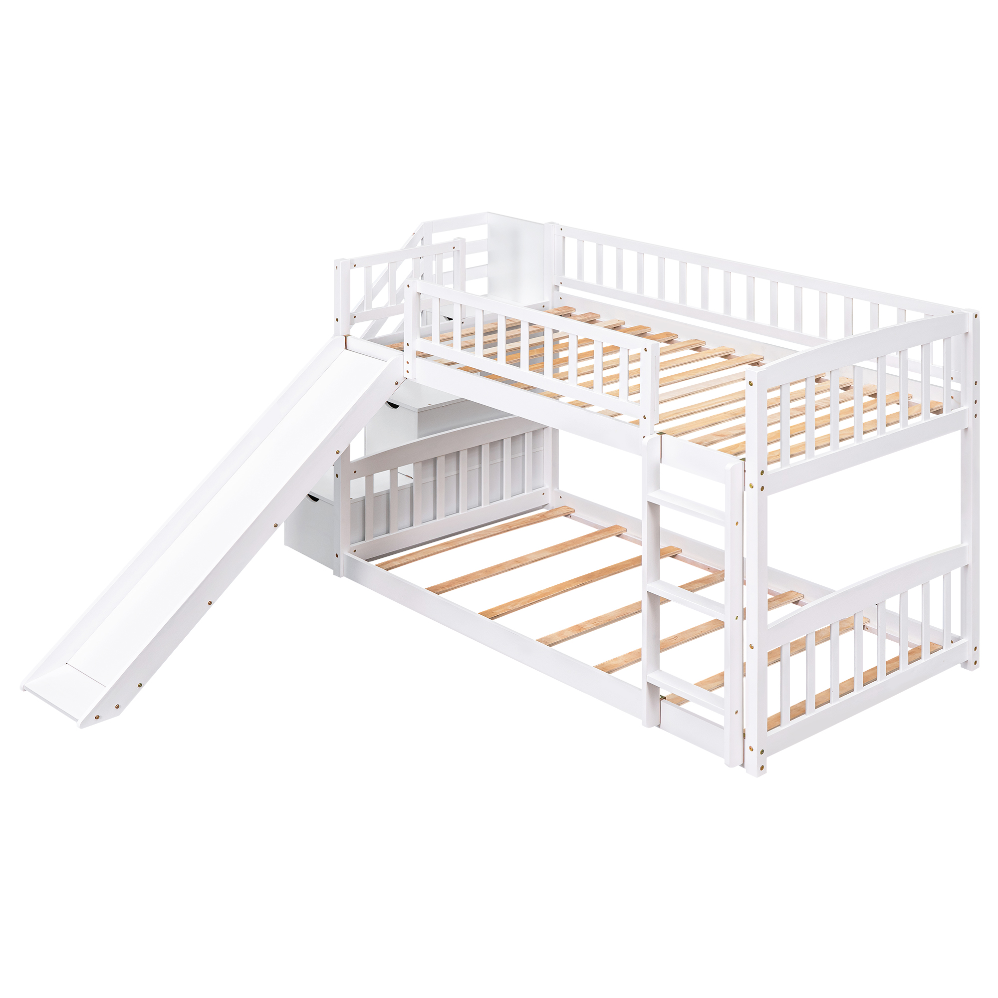 Stairway Twin Over Twin Bunk Bed With Two Drawers And Slide 5 Stairway Twin Over Twin Bunk Bed With Two Drawers And Slide