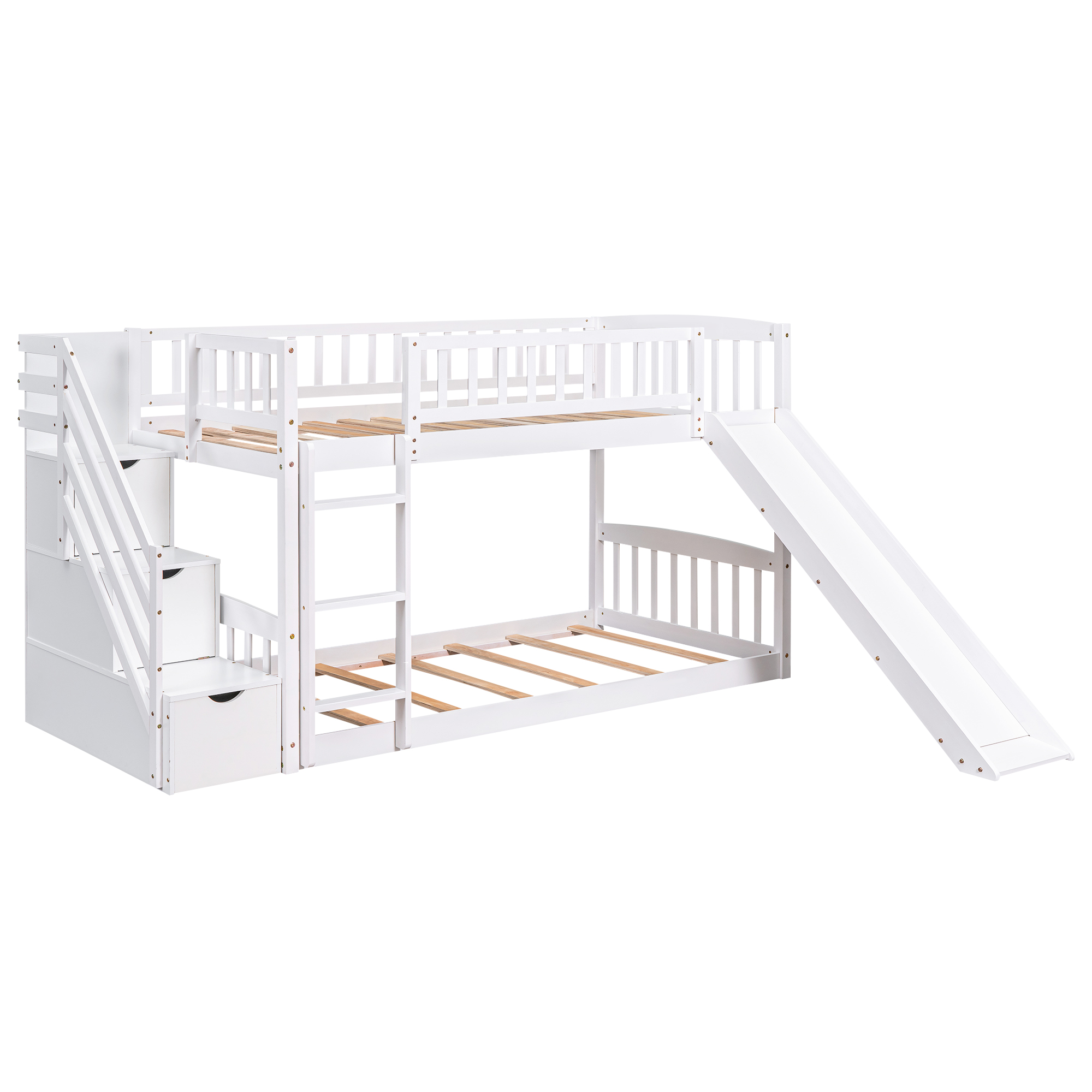 Stairway Twin Over Twin Bunk Bed With Two Drawers And Slide 9 Stairway Twin Over Twin Bunk Bed With Two Drawers And Slide
