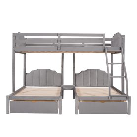 Velvet Full Over Twin & Twin Bunk Bed With Drawers And Guardrails