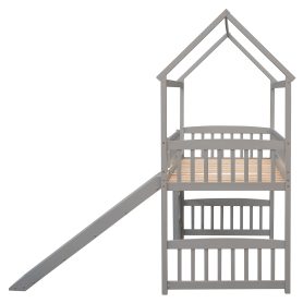 Twin Size House Loft Bed With Slide