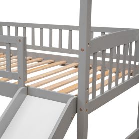 Twin Size House Loft Bed With Slide