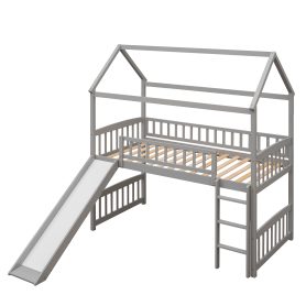Twin Size House Loft Bed With Slide