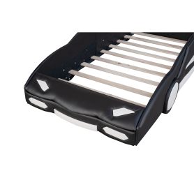 Race Car-Shaped Twin Size Platform Bed With Wheels