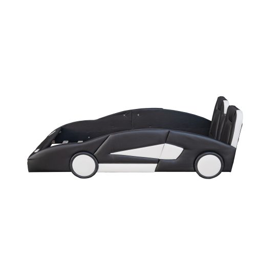 Race Car-Shaped Twin Size Platform Bed With Wheels