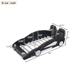 Race Car-Shaped Twin Size Platform Bed With Wheels