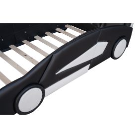 Race Car-Shaped Twin Size Platform Bed With Wheels