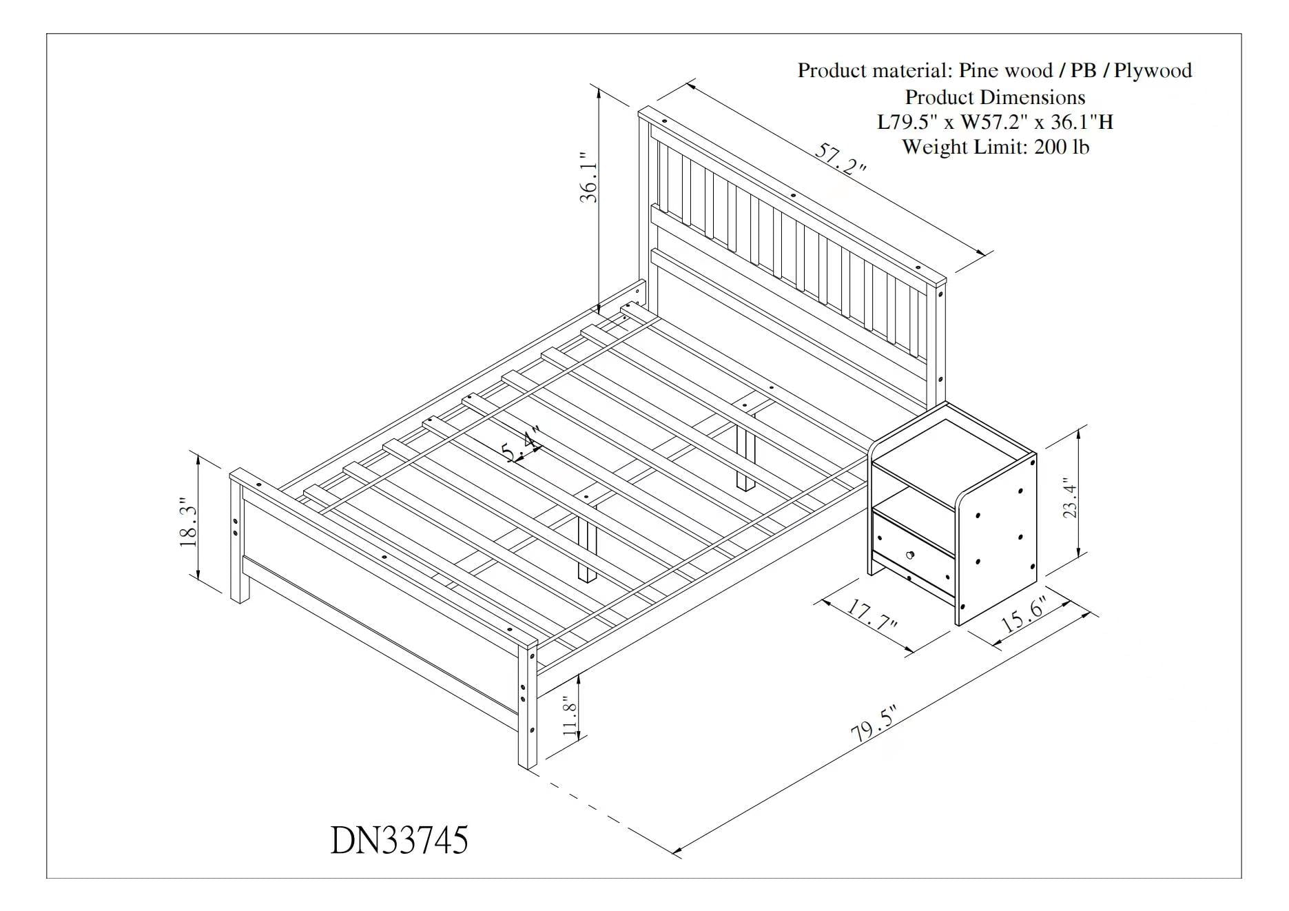 Full Size Platform Bed With Headboard, Footboard and A Nightstand 7 Full Size Platform Bed With Headboard, Footboard and A Nightstand