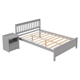 Full Size Platform Bed With Headboard, Footboard and A Nightstand 17 Full Size Platform Bed With Headboard, Footboard and A Nightstand