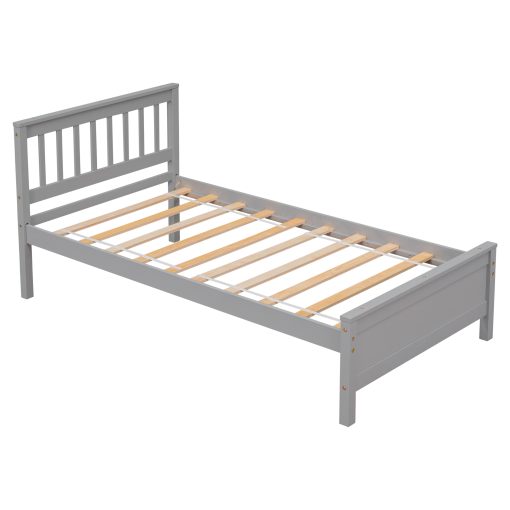 Twin Size Platform Bed With Headboard, Footboard and A Nightstand
