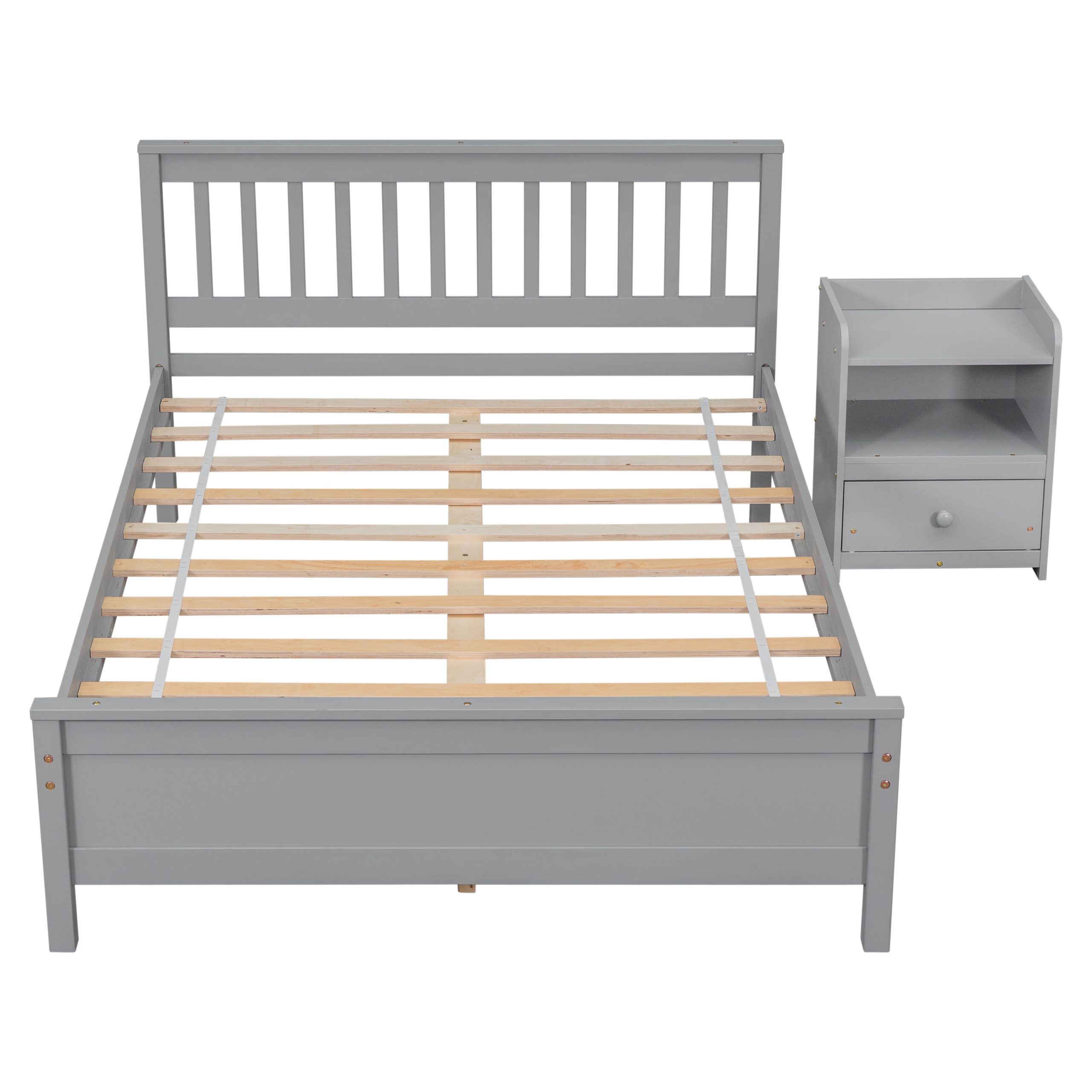 Full Size Platform Bed With Headboard, Footboard and A Nightstand 10 Full Size Platform Bed With Headboard, Footboard and A Nightstand