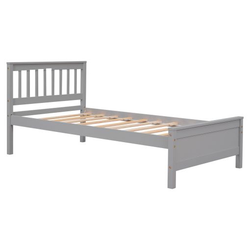 Twin Size Platform Bed With Headboard, Footboard and A Nightstand