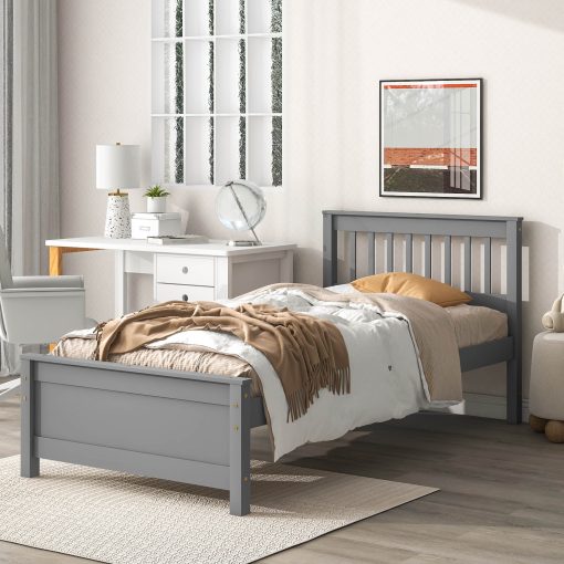 Twin Size Platform Bed With Headboard, Footboard and A Nightstand