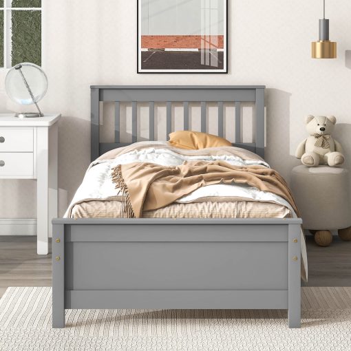 Twin Size Platform Bed With Headboard, Footboard and A Nightstand