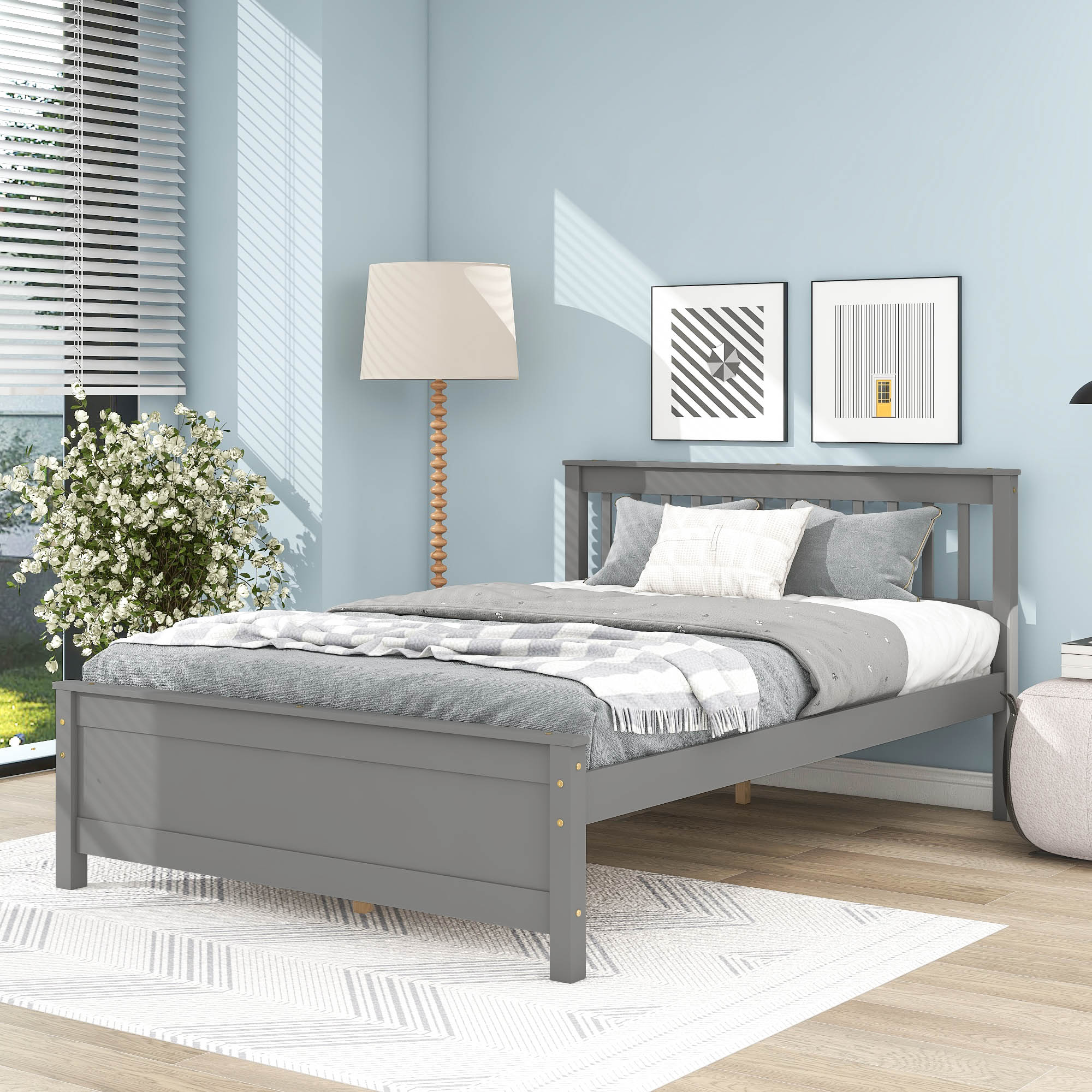 Full Size Platform Bed With Headboard, Footboard and A Nightstand 4 Full Size Platform Bed With Headboard, Footboard and A Nightstand
