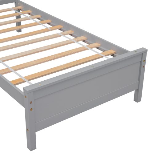 Twin Size Platform Bed With Headboard, Footboard and A Nightstand