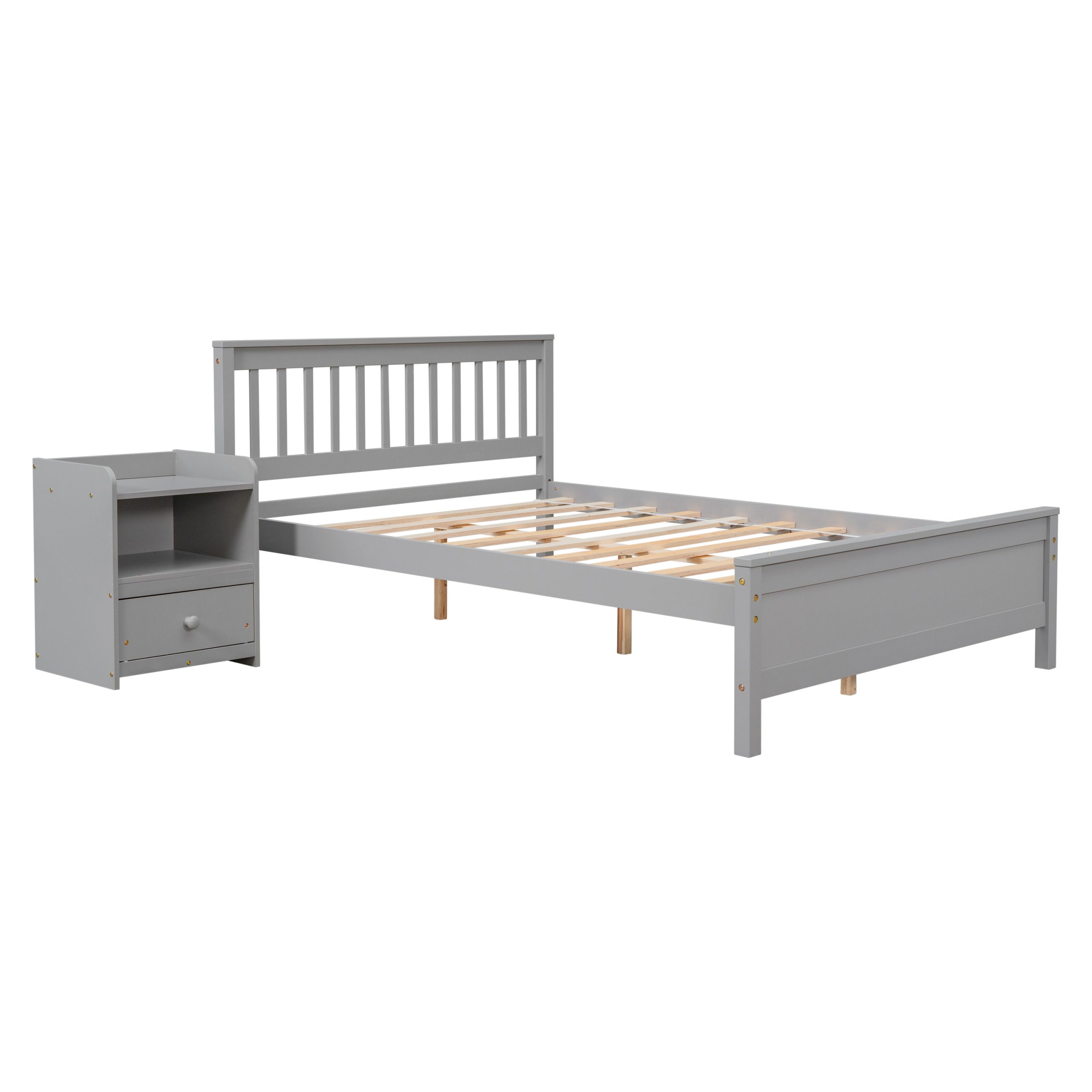 Full Size Platform Bed With Headboard, Footboard and A Nightstand 8 Full Size Platform Bed With Headboard, Footboard and A Nightstand