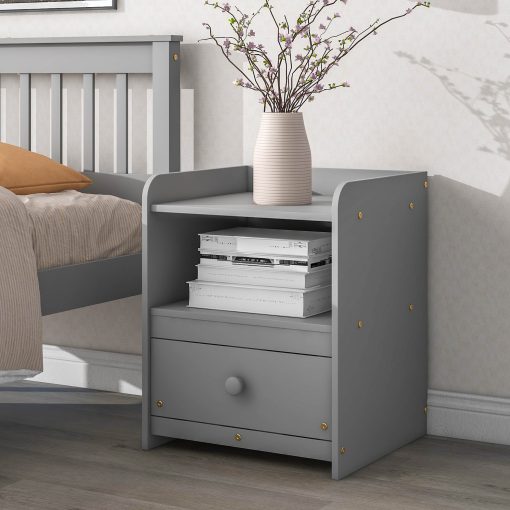 Twin Size Platform Bed With Headboard, Footboard and A Nightstand