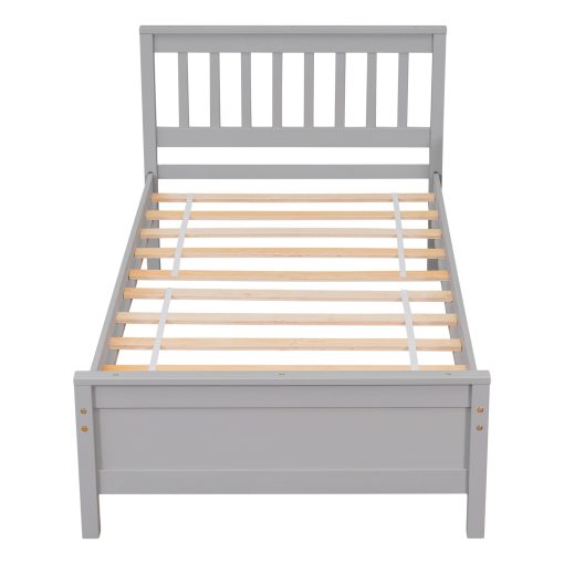 Twin Size Platform Bed With Headboard, Footboard and A Nightstand