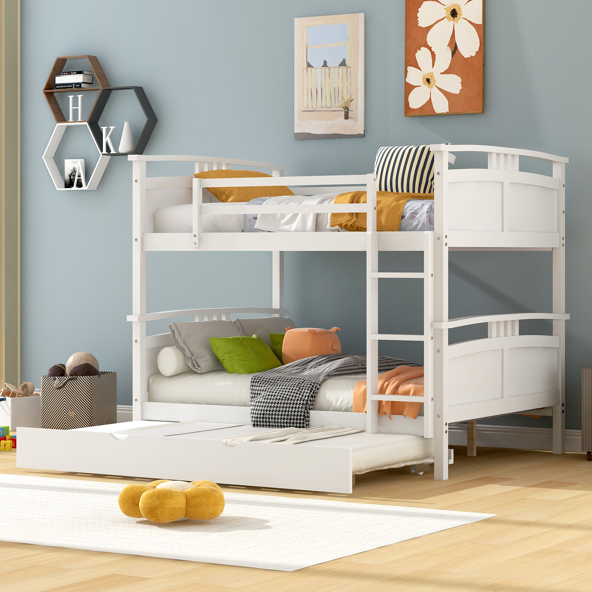 Separable Full over Full Bunk Bed With Twin Size Trundle